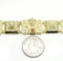 10k yellow gold cz king tut pharaoh head bracelet 8.50 inches 3.75ct