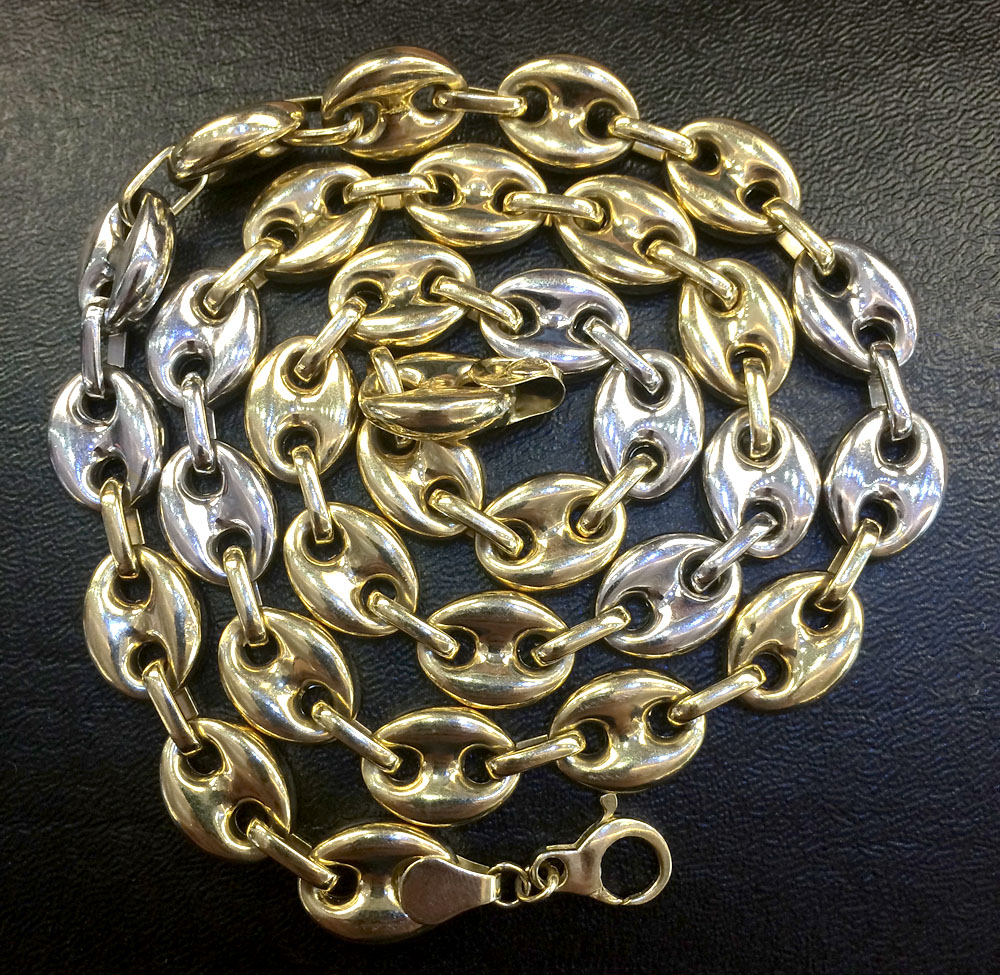 14k two tone gold gucci puff link chain 26 inches 14mm - Image 2