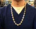 14k two tone gold gucci puff link chain 26 inches 14mm