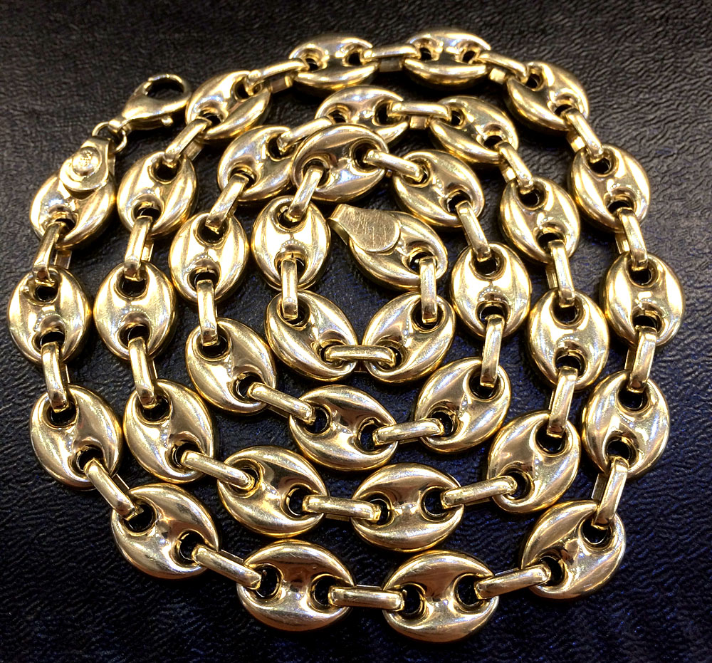 14k yellow gold gucci puff link chain 26 inches 13mm - Image 2