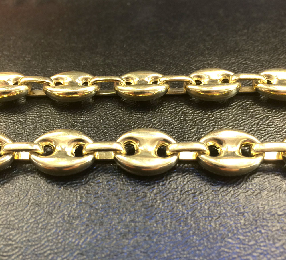 14k yellow gold gucci puff link chain 26 inches 13mm