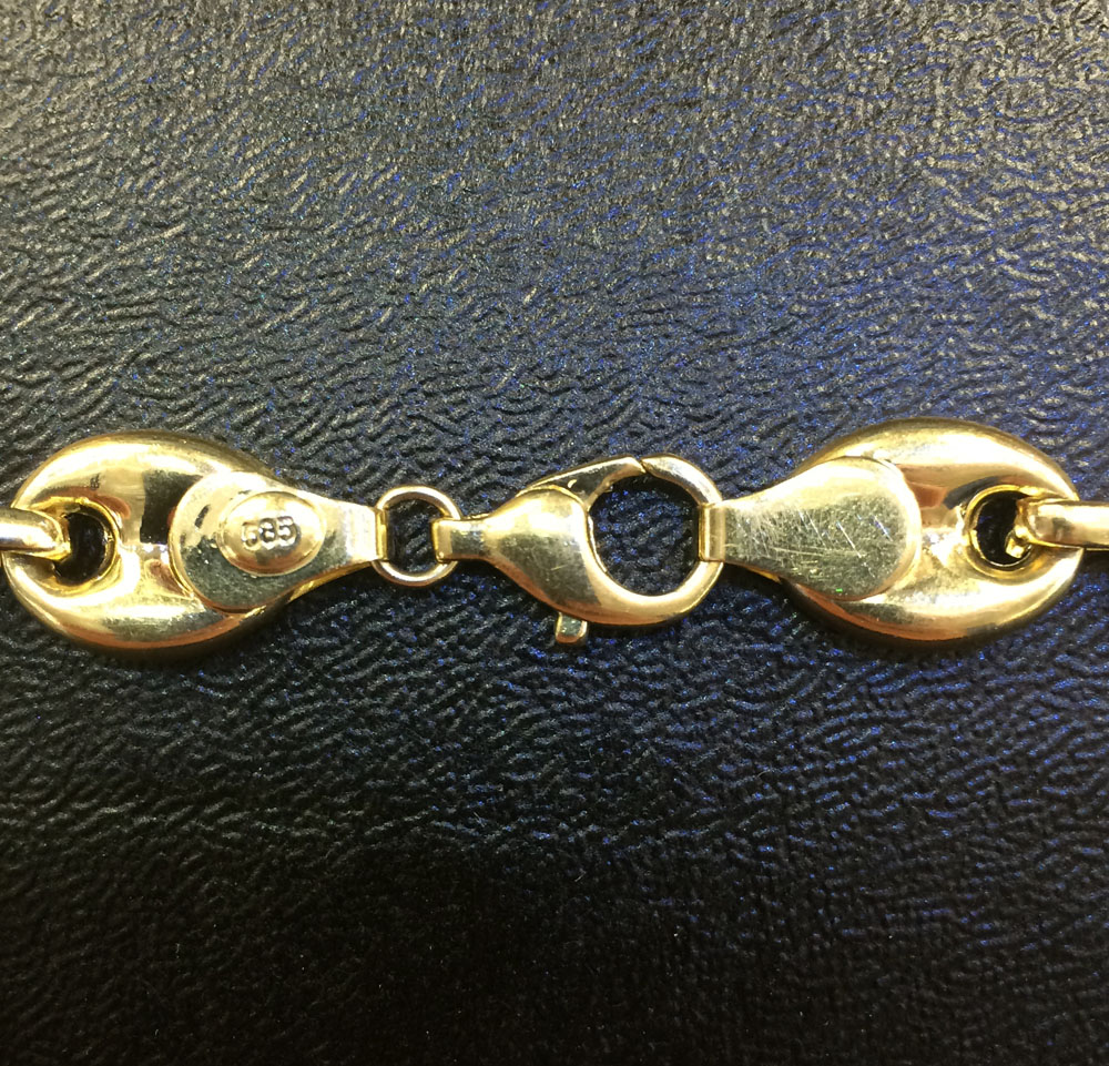14k yellow gold gucci puff link chain 26 inches 13mm