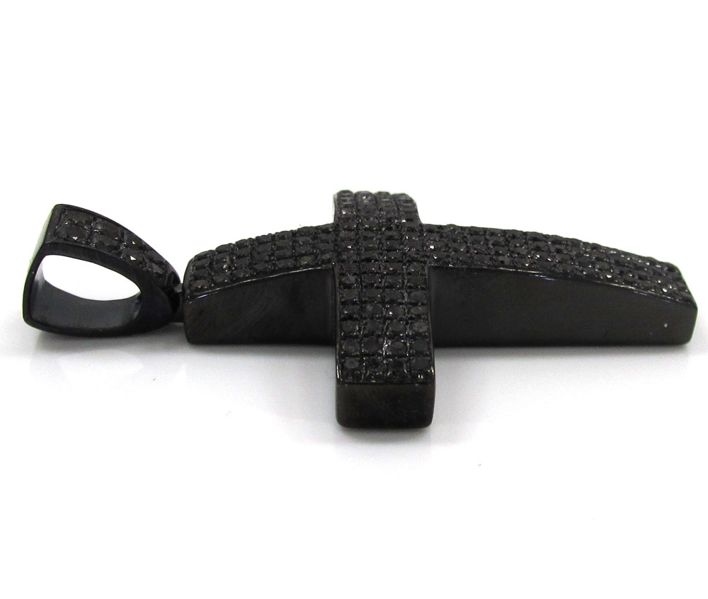 Black sterling silver black diamond cross 3.73ct