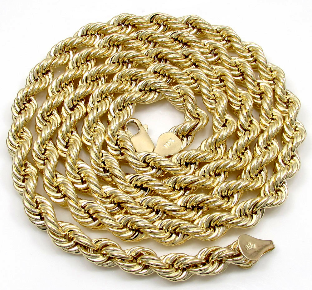 10k yellow gold smooth rope chain 20-30 inch 5.50mm - Image 2