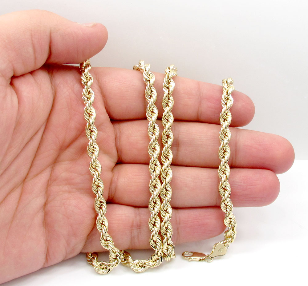 10k yellow gold smooth rope chain 20-30 inch 5.50mm - Image 5