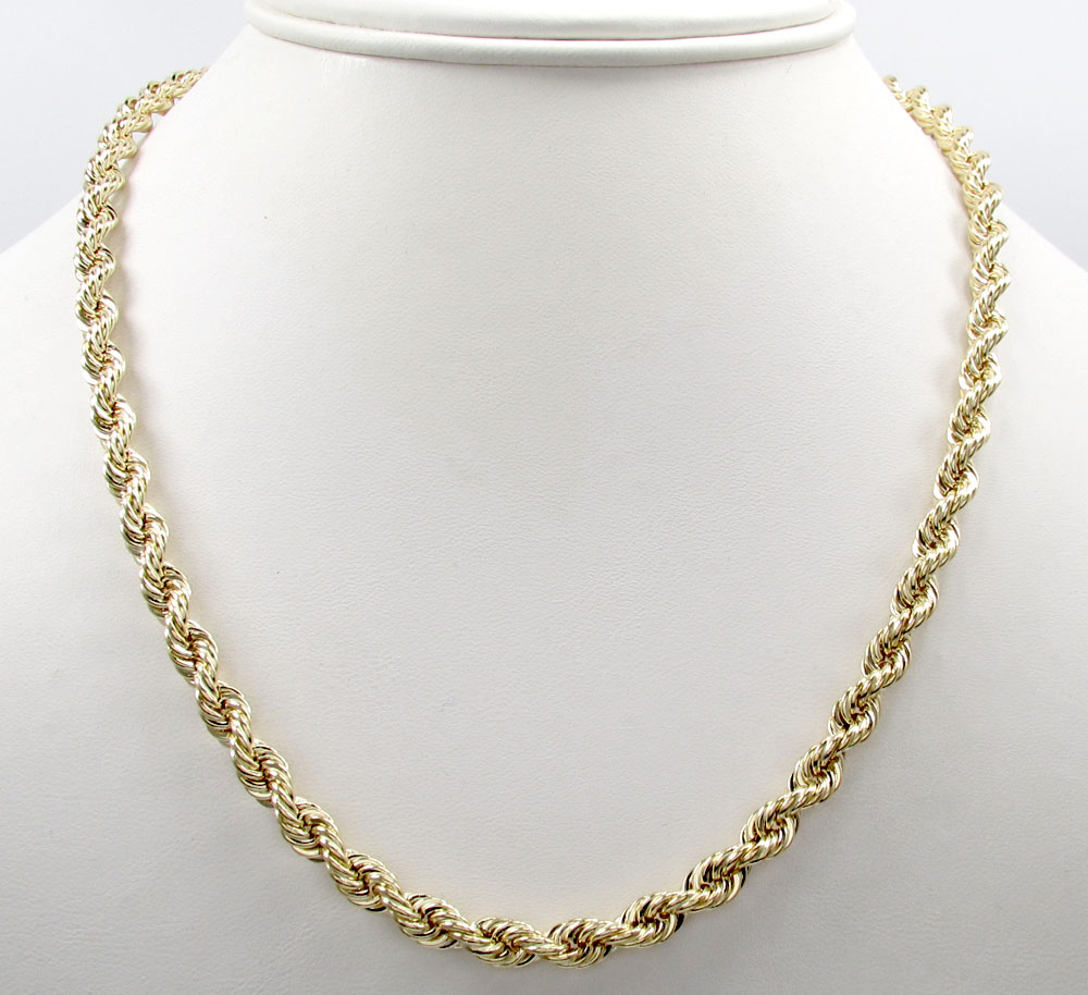 10k yellow gold smooth rope chain 20-30 inch 5.50mm - Image 6