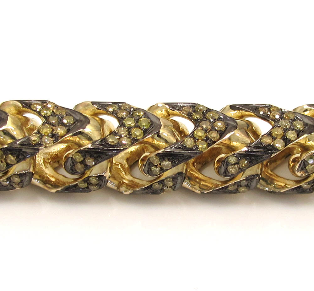 10k solid yellow gold fully iced canary diamond franco chain 26 inch 6mm 11.15ct - Image 4