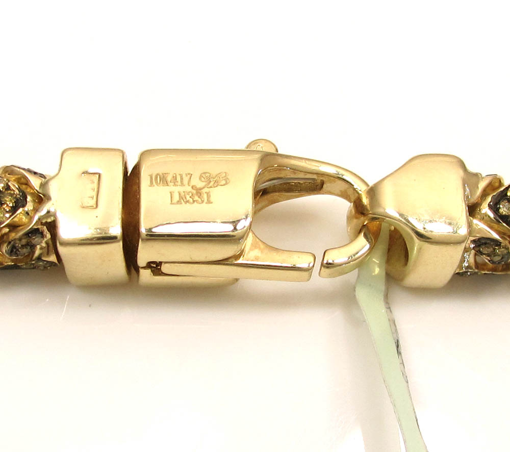 10k solid yellow gold fully iced blue diamond franco chain 26 inch 6mm 11.96ct - Image 5