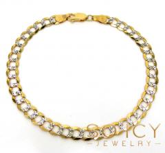 14k yellow gold diamond cut cuban bracelet 8.25 inch 5.75mm 