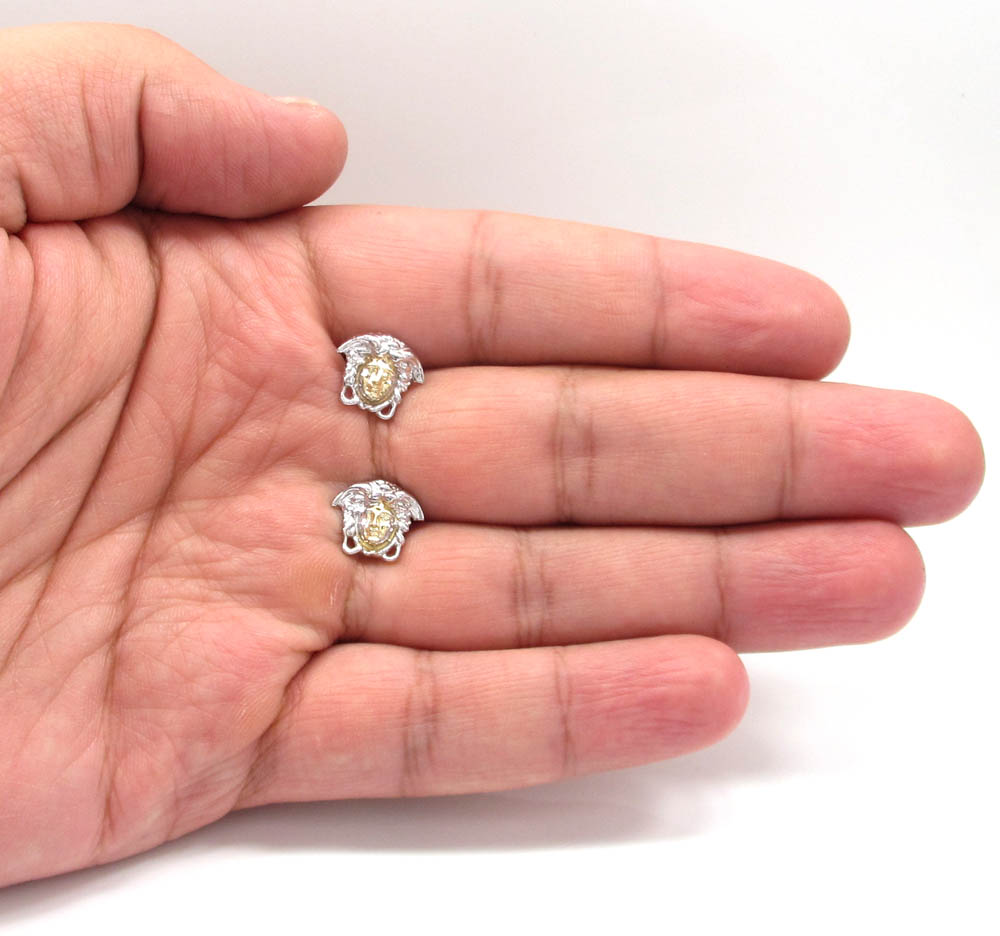 10k yellow gold mini medusa head earrings - Image 4