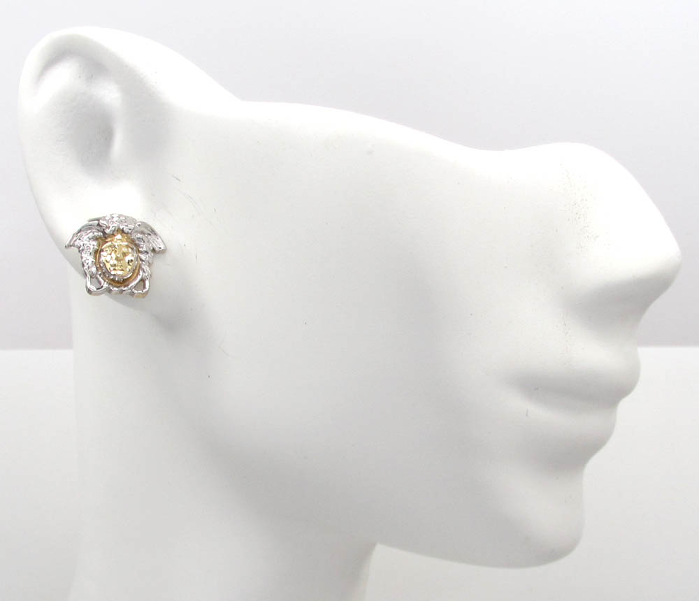 10k yellow gold mini medusa head earrings
