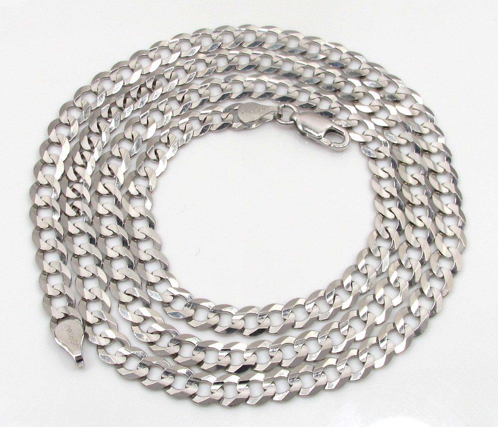 10k white gold solid cuban chain 22 inch 4.60mm - Image 2