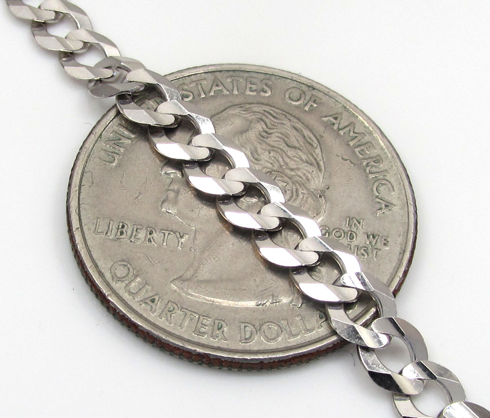 10k white gold solid cuban chain 22 inch 4.60mm - Image 3