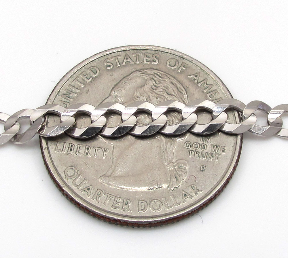 10k white gold solid cuban chain 22 inch 4.60mm - Image 4