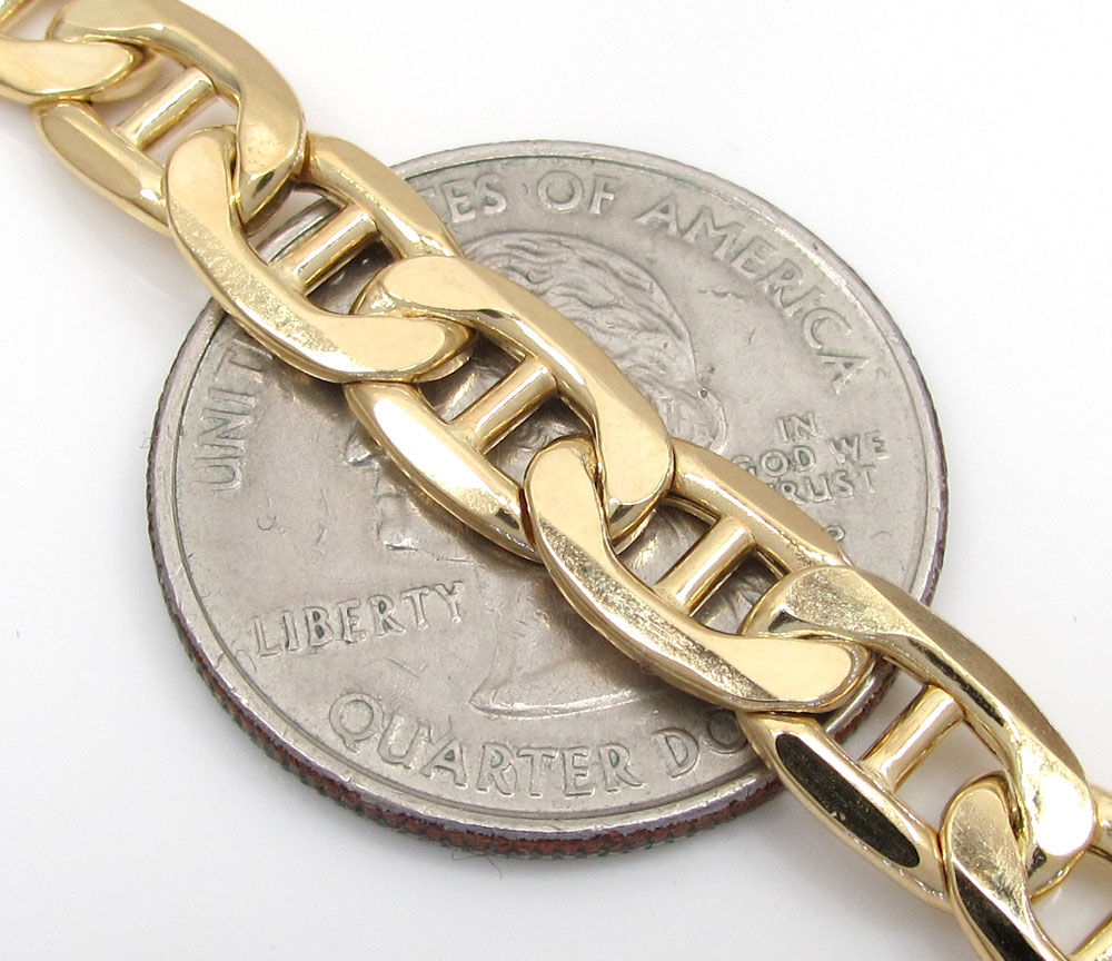 10k yellow gold puffed mariner chain 24-30 inch 7.2mm 