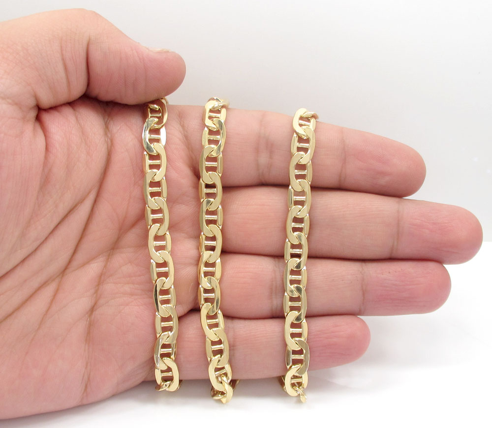 10k yellow gold puffed mariner chain 24-30 inch 7.2mm  - Image 5