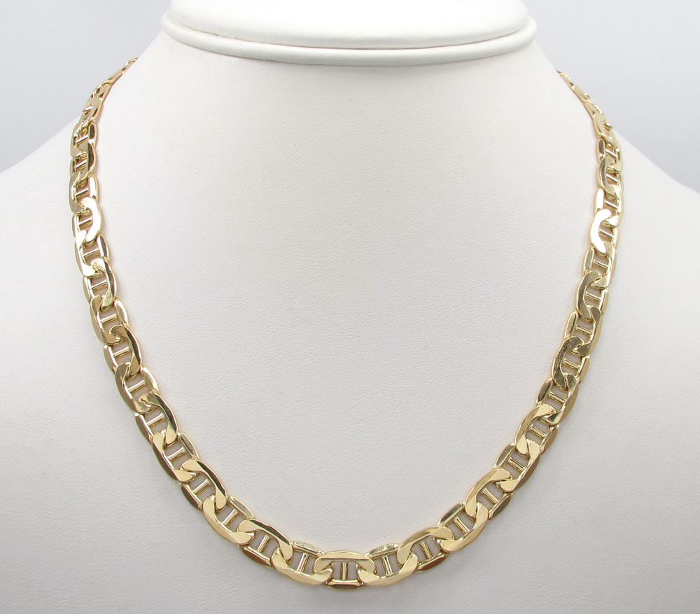 10k yellow gold puffed mariner chain 24-30 inch 7.2mm 