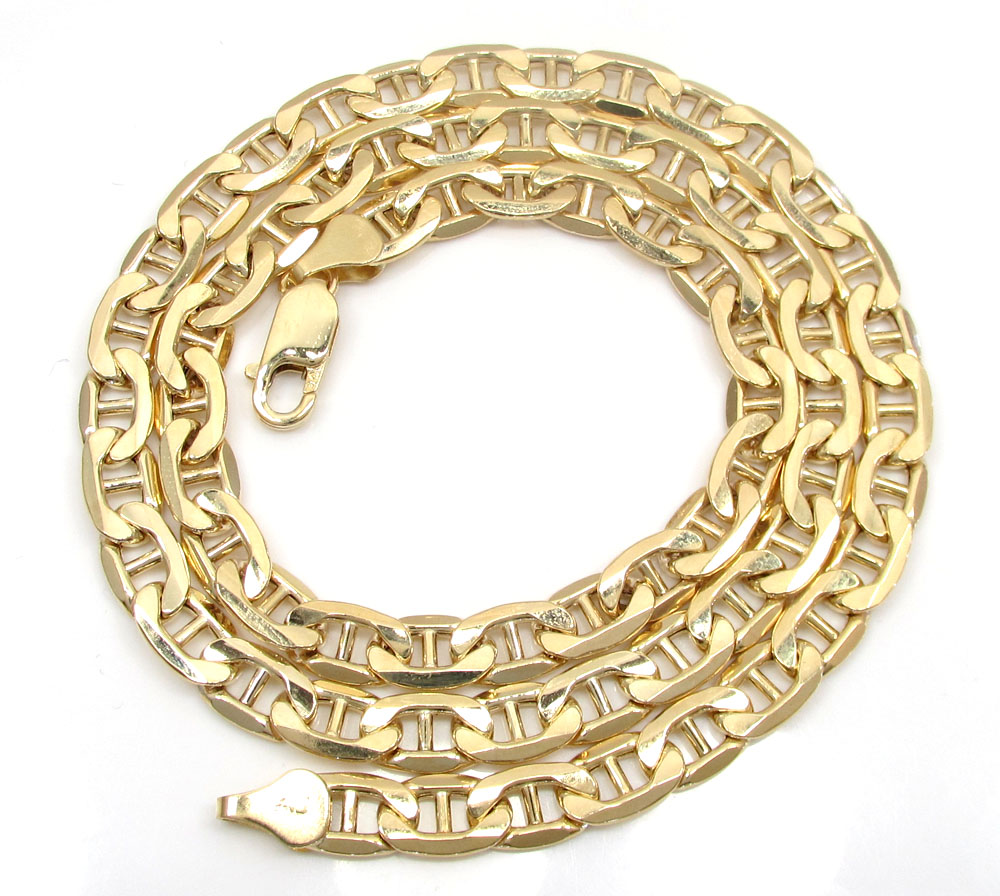 10k yellow gold puffed mariner chain 20-26 inch 6.30mm - Image 2