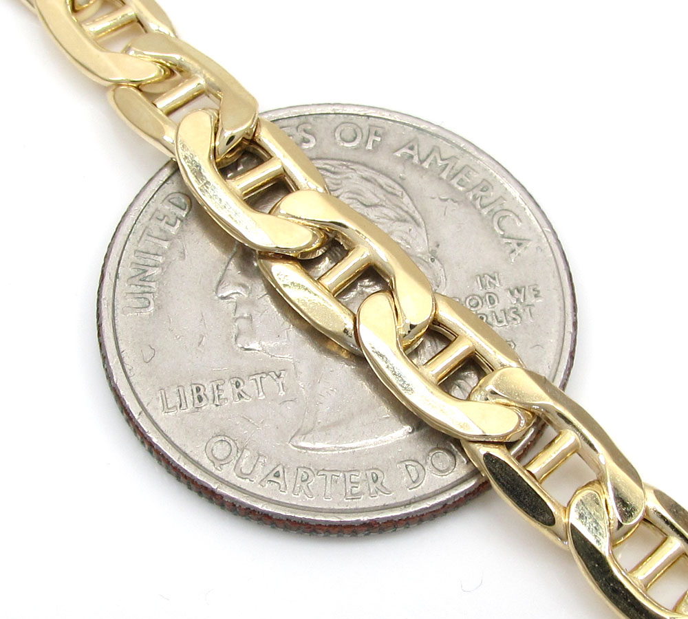 10k yellow gold puffed mariner chain 20-26 inch 6.30mm