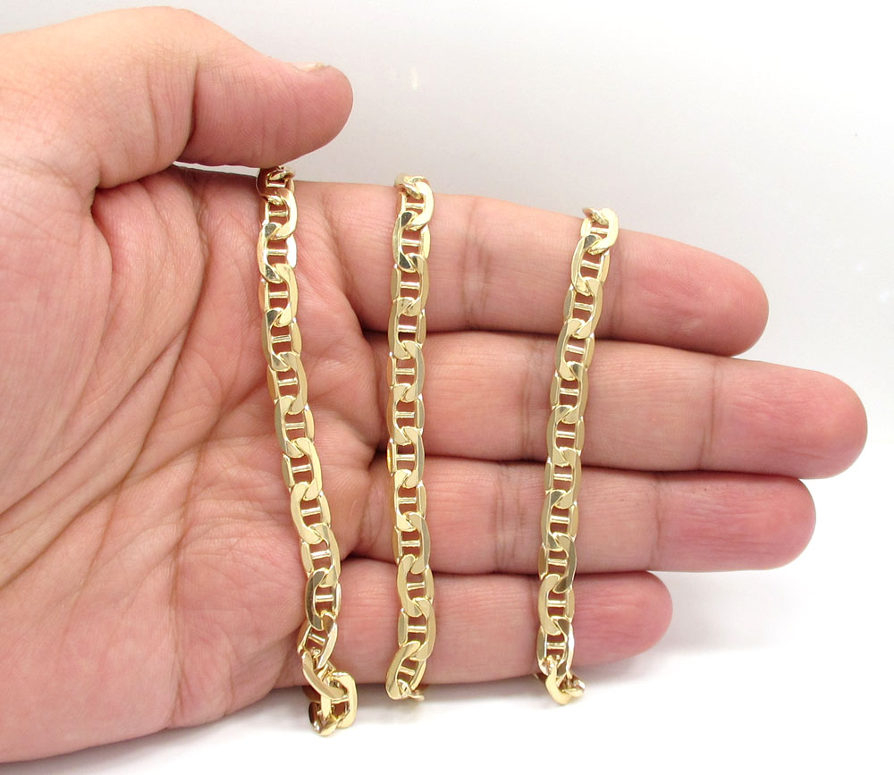 10k yellow gold puffed mariner chain 20-26 inch 6.30mm