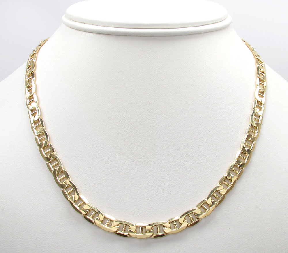 10k yellow gold puffed mariner chain 20-26 inch 6.30mm