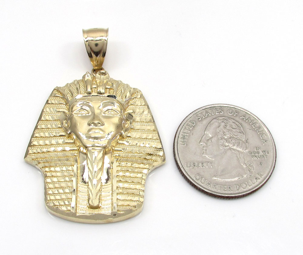 10k yellow gold medium king tut pharaoh head pendant - Image 2