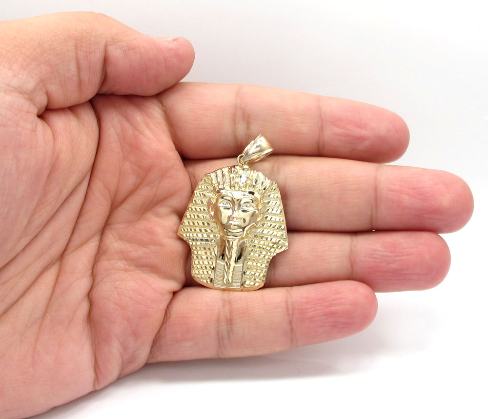 10k yellow gold medium king tut pharaoh head pendant - Image 5