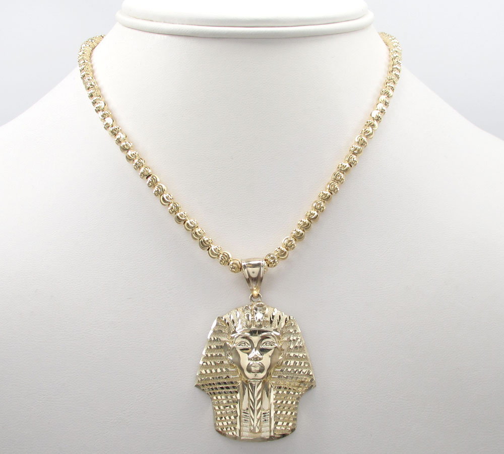 10k yellow gold medium king tut pharaoh head pendant