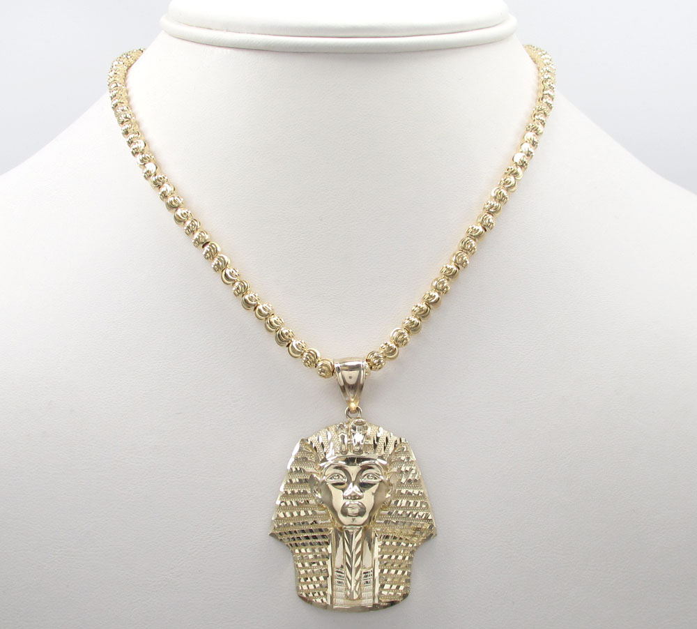 10k yellow gold medium king tut pharaoh head pendant - Image 6