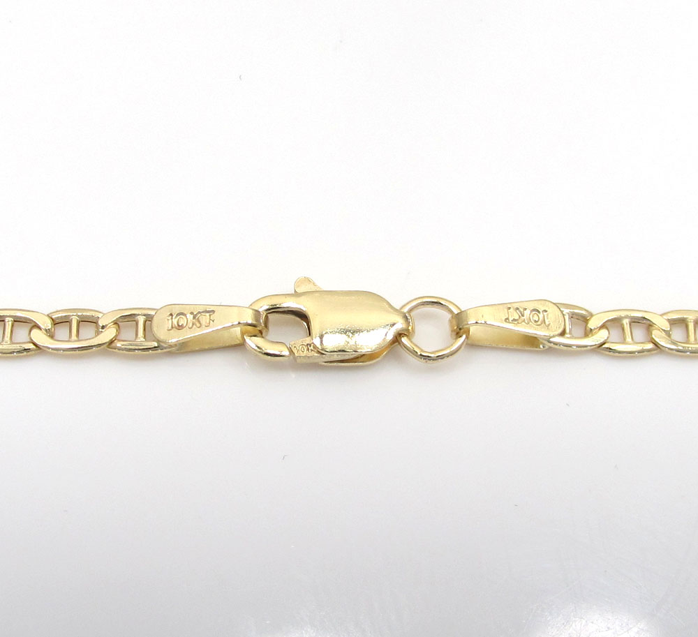 10k yellow gold skinny puffed mariner chain 18-24