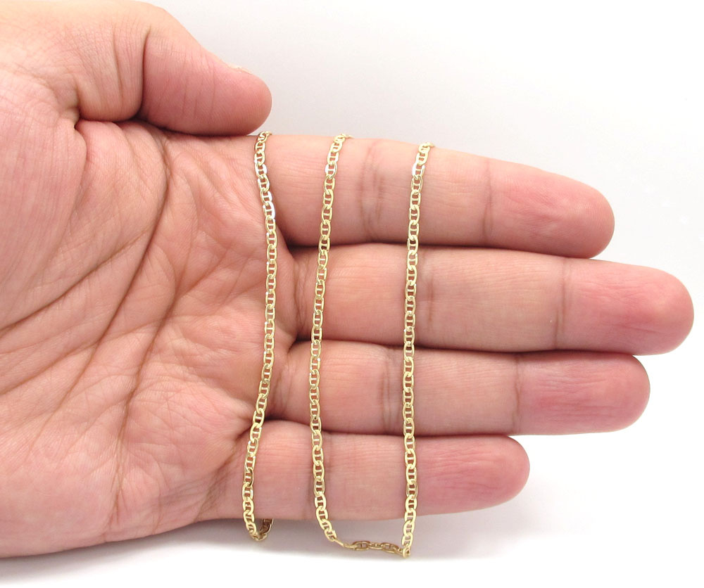 10k yellow gold skinny puffed mariner chain 20-26 inch 2.50mm