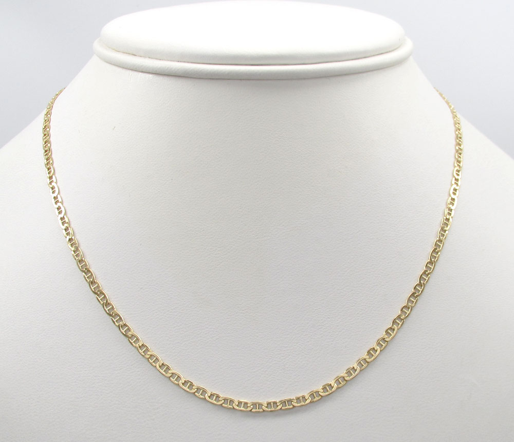 10k yellow gold skinny puffed mariner chain 18-24