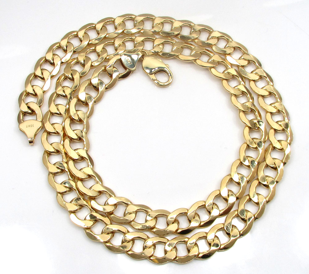 10k yellow gold thick hollow cuban chain 20-30 inch 11mm - Image 2