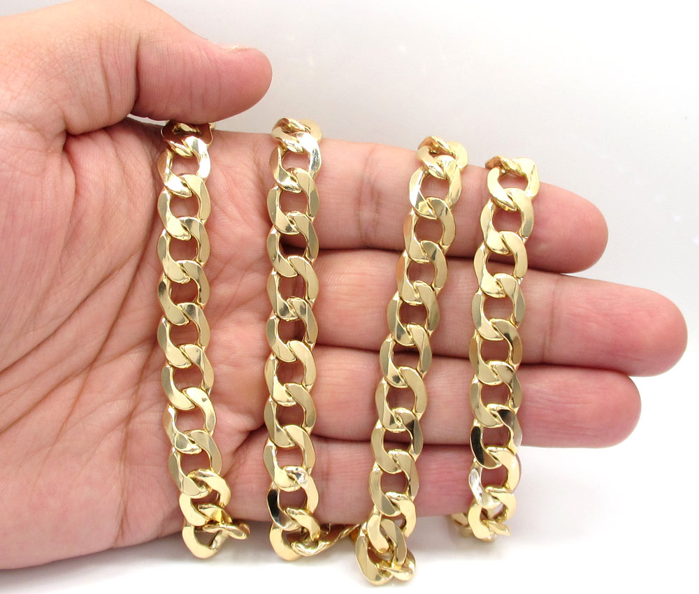 10k yellow gold thick hollow cuban chain 20-30 inch 11mm - Image 5