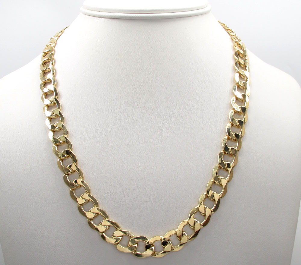 10k yellow gold thick hollow cuban chain 20-30 inch 11mm