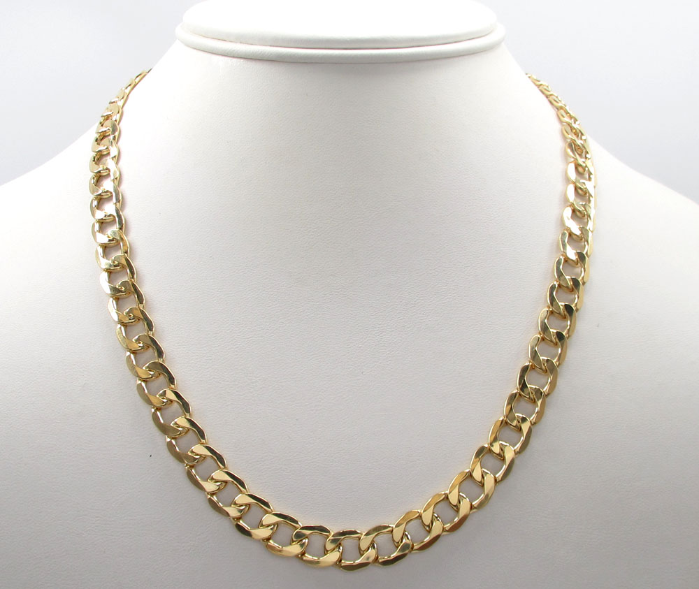 10k yellow gold thick hollow cuban chin 22-26 inch 8.70mm