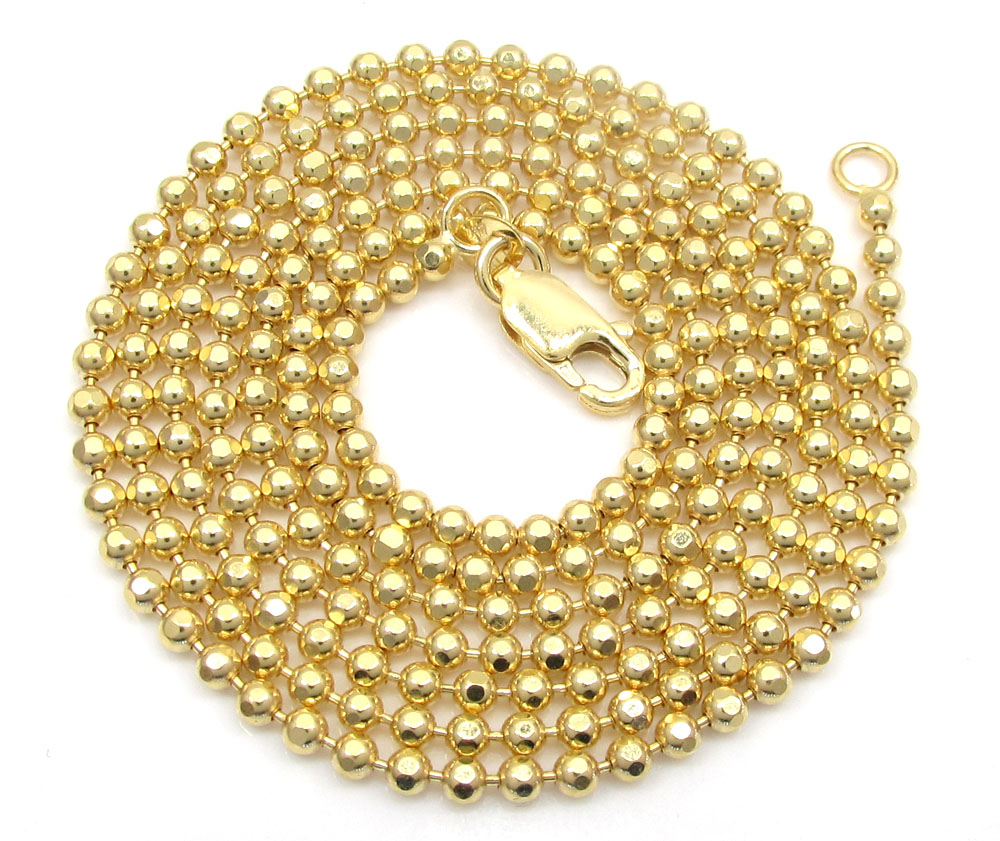 10k yellow gold hexagon cut ball chain 22-26 inch 2mm