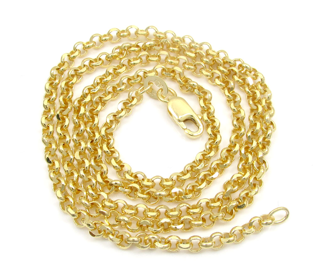 10k yellow gold hollow rolo chain 18-22 inch 2.5mm