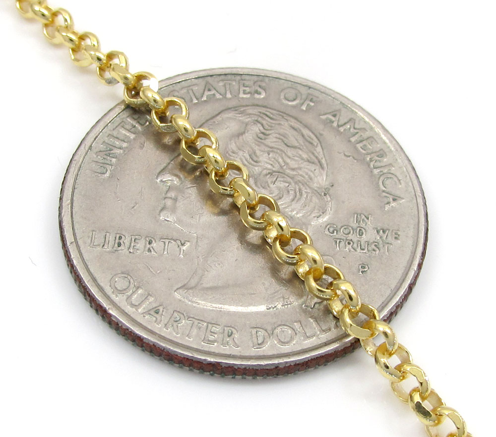 10k yellow gold hollow rolo chain 18-22 inch 2.5mm - Image 3