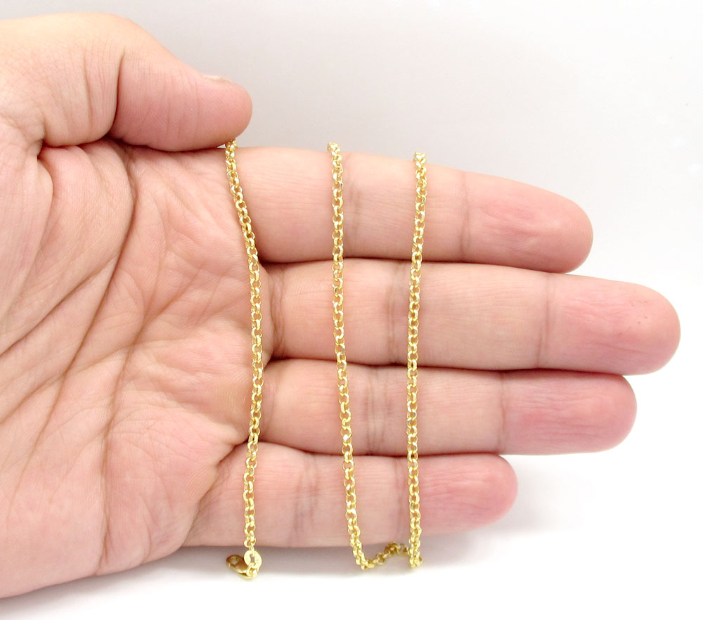 10k yellow gold hollow rolo chain 18-22 inch 2.5mm