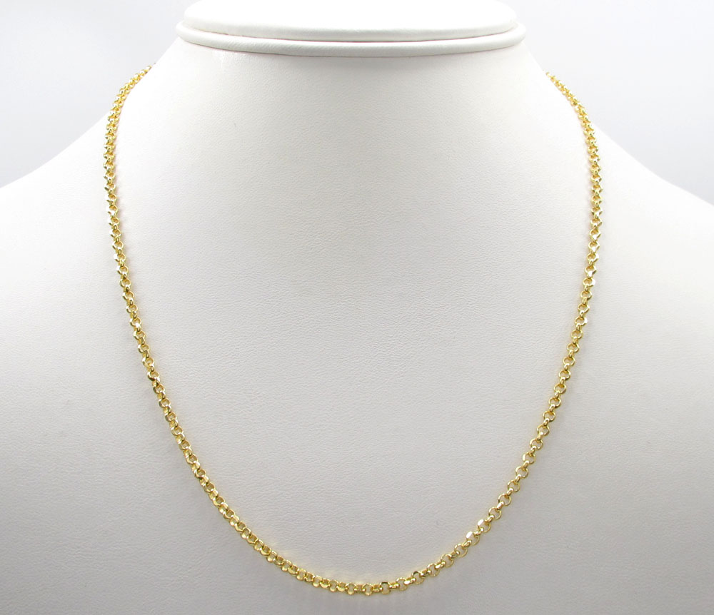 10k yellow gold hollow rolo chain 18-22 inch 2.5mm - Image 6