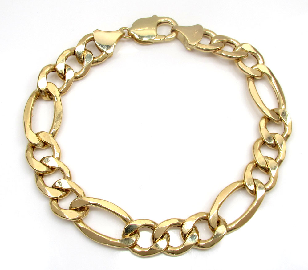 Plate with Cut-Out Heart Bracelet 7 Inches 14K Gold Figaro Link ID 0.28 Inches Wide
