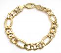 10k yellow gold thick hollow figaro bracelet 9 inch 11mm