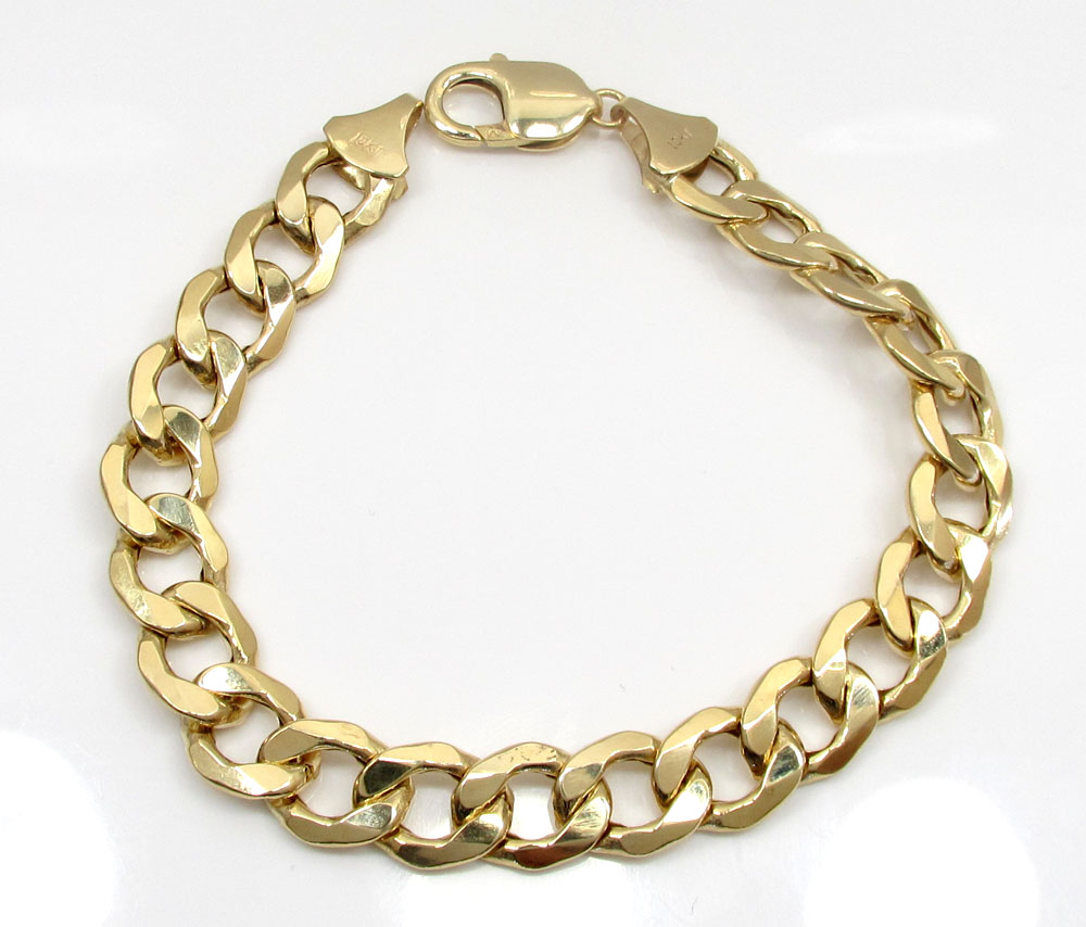 10k yellow gold thick hollow cuban bracelet 9 inch 11mm