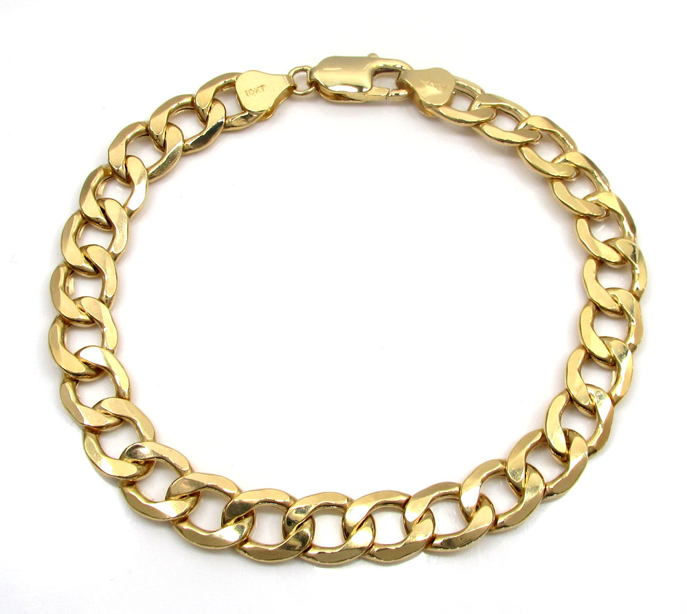 10k yellow gold thick hollow cuban bracelet 9.25 inch 8.20mm - Image 2