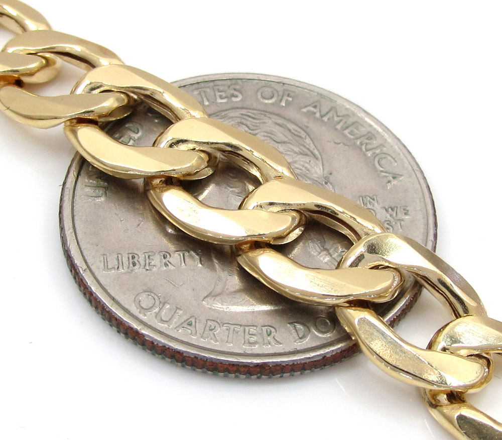 10k yellow gold thick hollow cuban bracelet 9.25 inch 8.20mm
