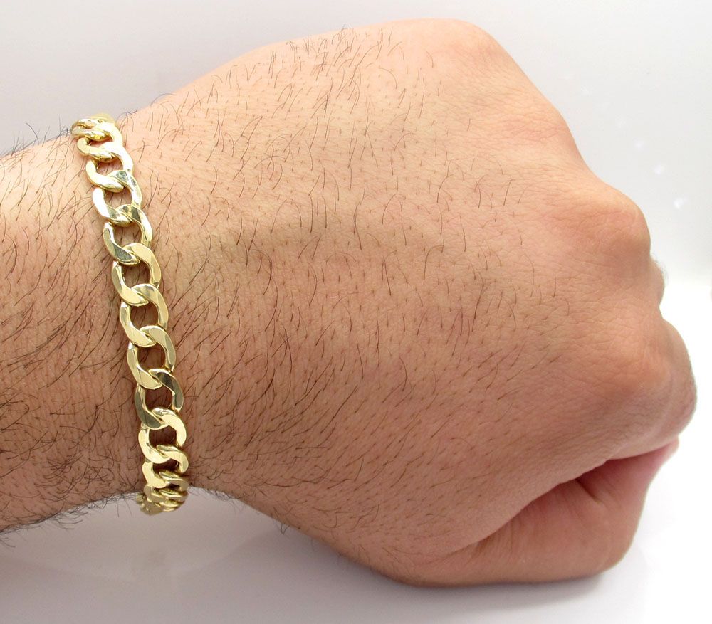 10k yellow gold thick hollow cuban bracelet 9.25 inch 8.20mm - Image 5