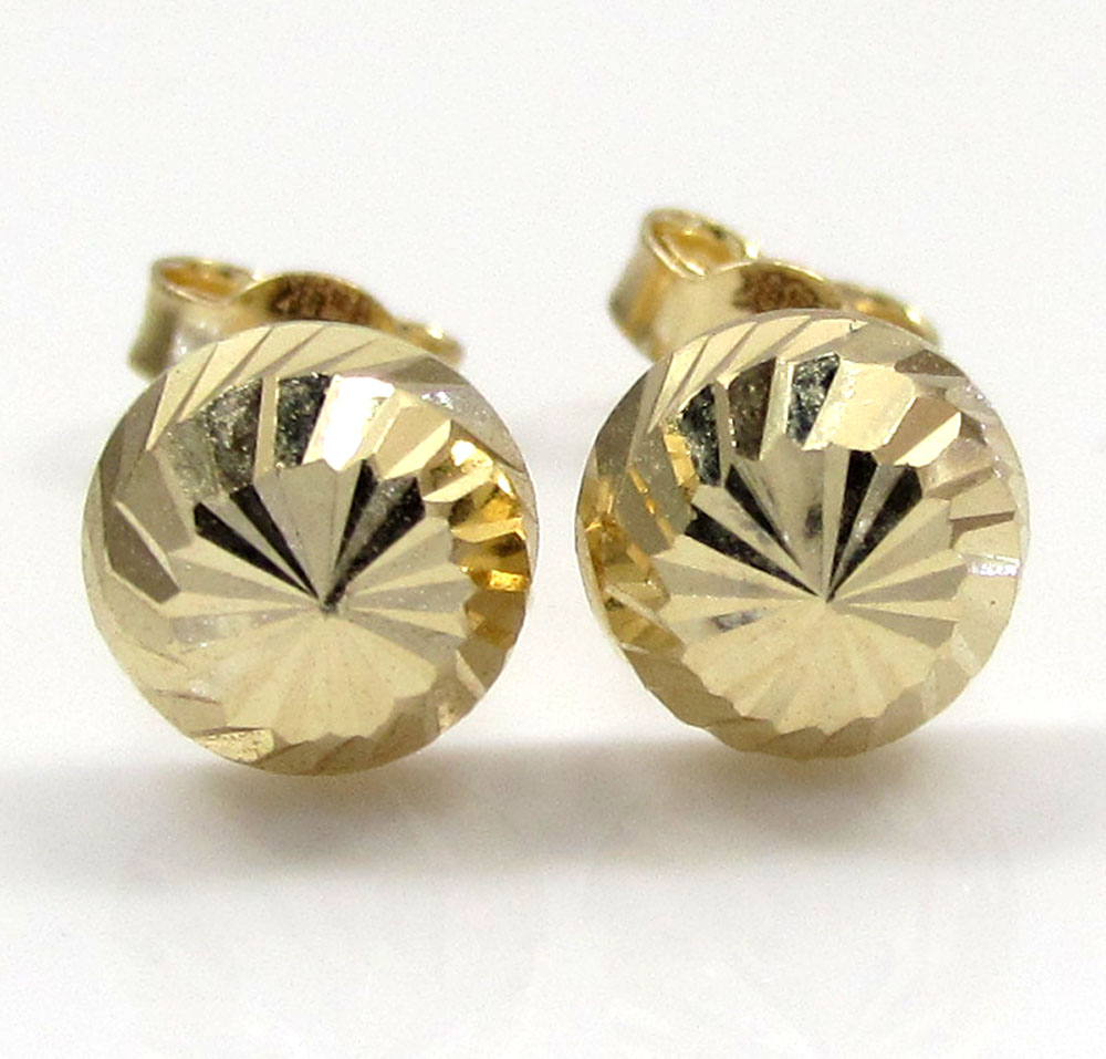 14k yellow gold diamond cut 6mm sphere earrings 