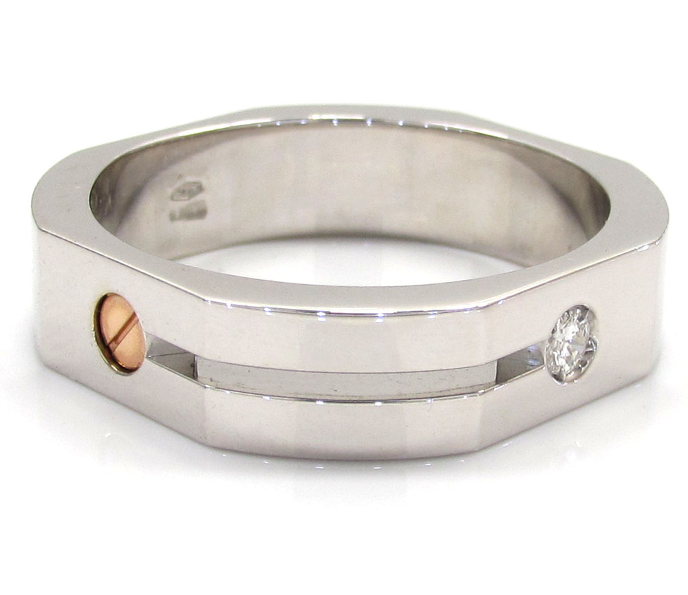 Mens baraka 18k white gold diamond hexagon ring 0.07ct