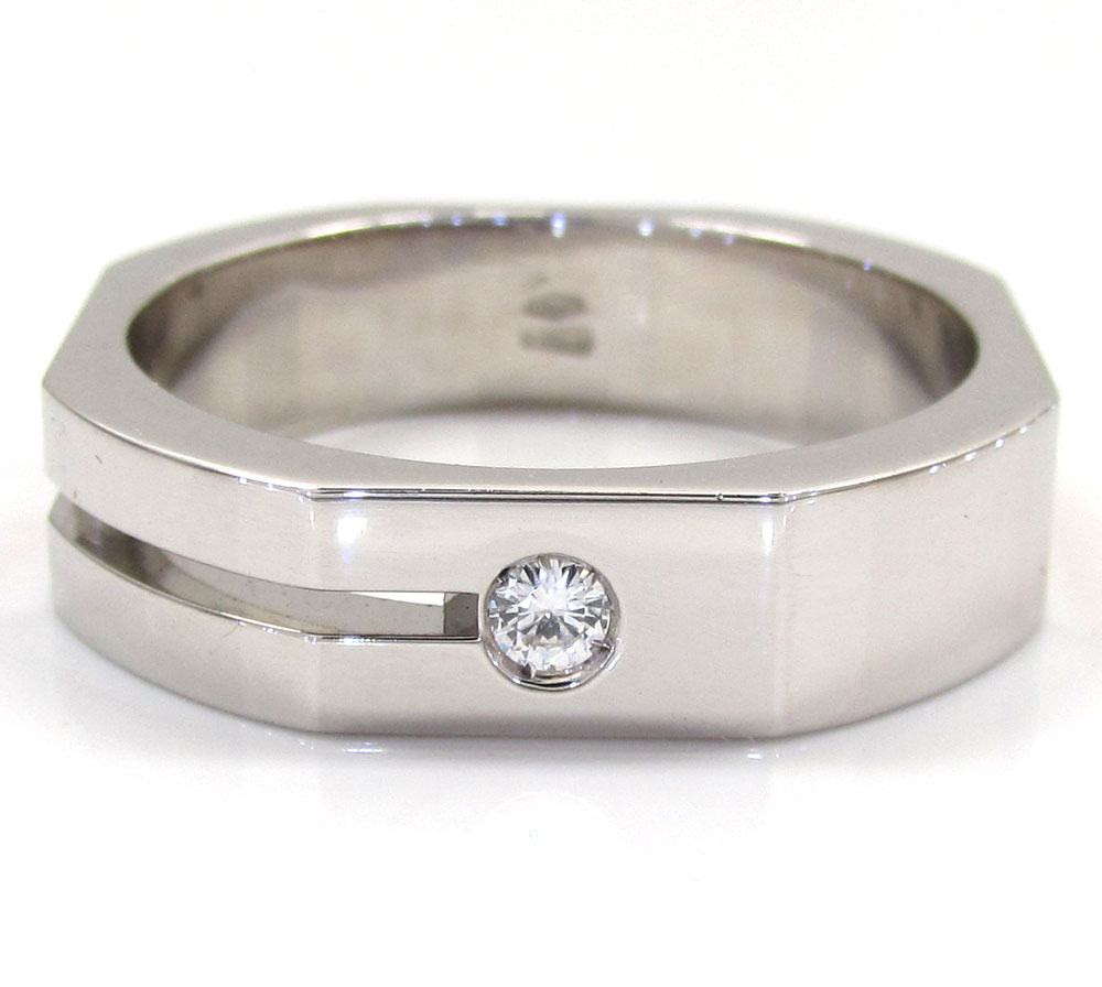 Mens baraka 18k white gold diamond hexagon ring 0.07ct